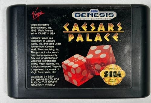 Caesar's Palace [Sega Genesis, 1993] Virgin - Game Cartrtidge Only ** TESTED **