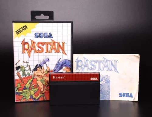 Rastan Sega Master System Complete CIB Manual Authentic w/ Box Protector Tested