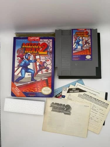 Mega Man 2 Complete Contents and Box (Nintendo NES, 1989)