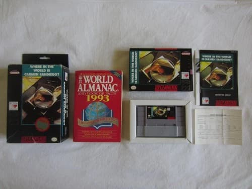 Where in The World is Carmen Sandiego? SNES Super Nintendo Complete Big Box RARE