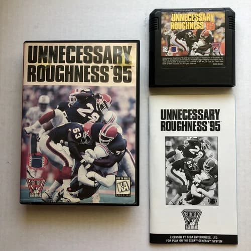Sega Genesis Unnecessary Roughness ‘95 COMPLETE Game Cart Case Manual *tested*