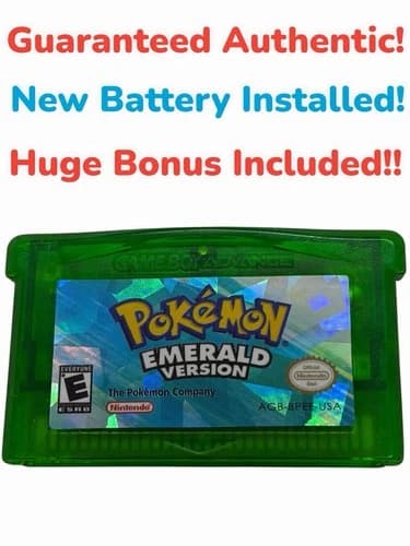 Pokemon Emerald Version * New Battery * (Game Boy Advance GBA) * AUTHENTIC *