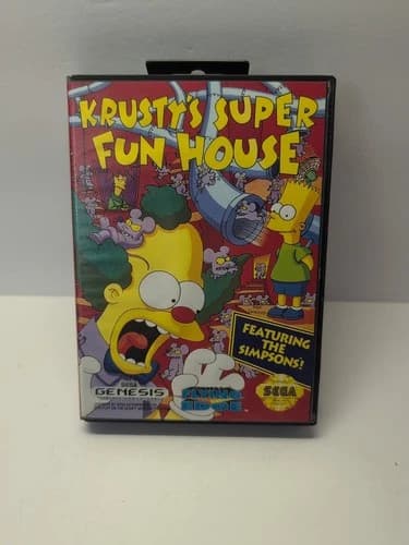 Krusty's Super Fun House Sega Genesis CIB COMPLETE TESTED FAST