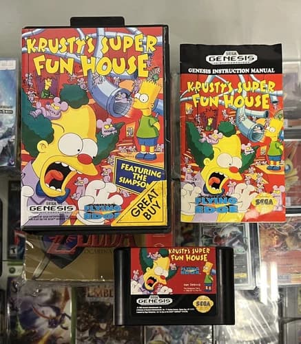 Krustys Super Fun House- Sega Genesis Complete Tested
