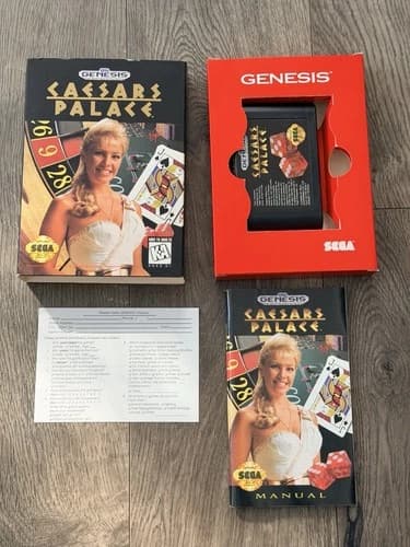 Caesars Palace (Sega Genesis, 1993) COMPLETE Cartridge Manual Cardboard Box