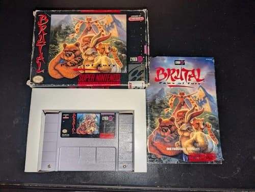 Brutal Paws of Fury for Super Nintendo SNES With Box And Manual CIB