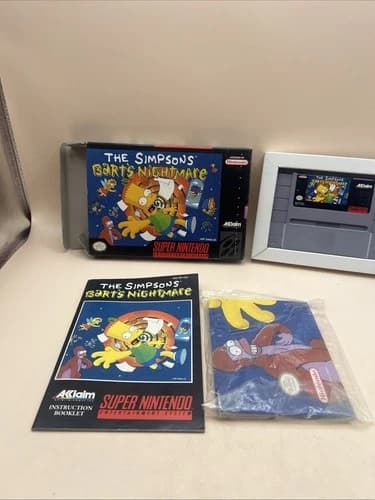 The Simpsons Bart's Nightmare CIB Super Nintendo SNES Complete Box Manual