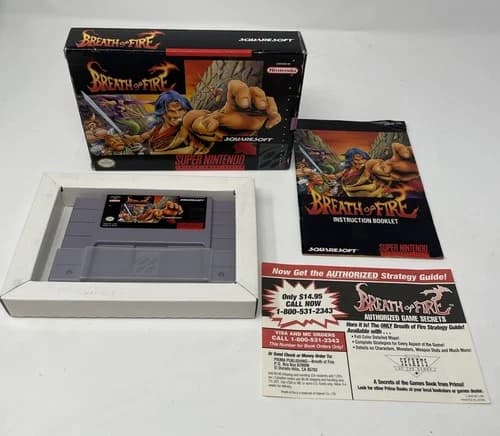 Breath of Fire (Super Nintendo SNES, 1994) CIB - Manual, Insert, Clean Cart