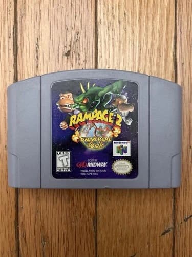 Rampage 2 Universal Tour Nintendo 64 N64 Cartridge Only Authentic Tested Working