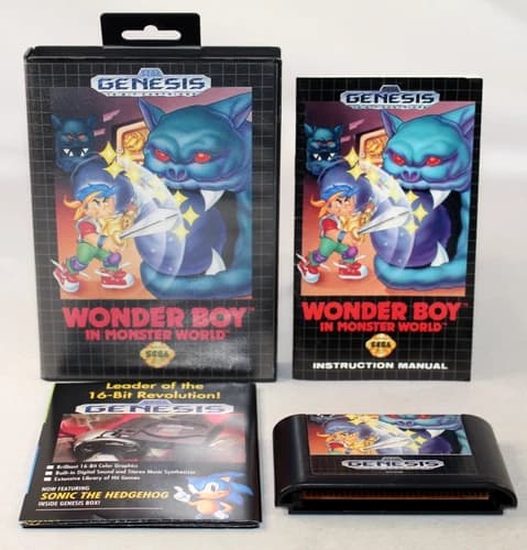 Wonder Boy in Monster World Sega Genesis Complete CIB! GREAT Condition! RARE!