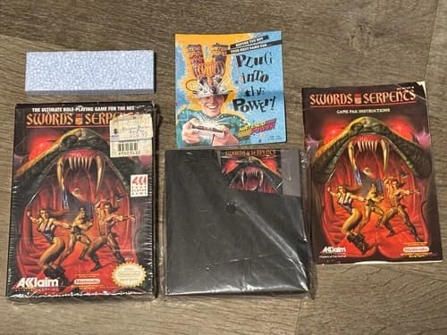 Swords and Serpents Nintendo Nes Complete CIB Excellent Original Cellophane