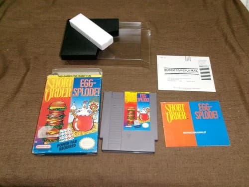 #672 Short Order/Eggsplode NES Nintendo 1989 Complete CIB Tested Nice