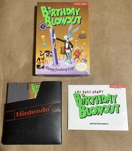 The Bugs Bunny Birthday Blowout Nes Complete Cib Box Game Cart Manual GOOD SHAPE