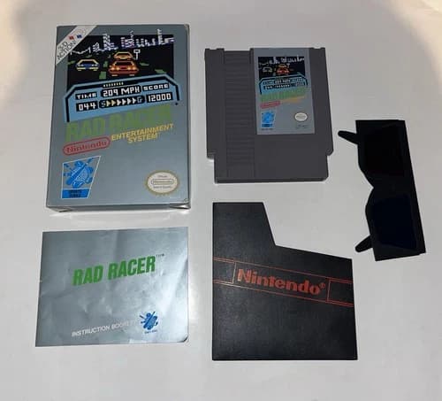 Rad Racer Nintendo Complete NES CIB 3D Glasses