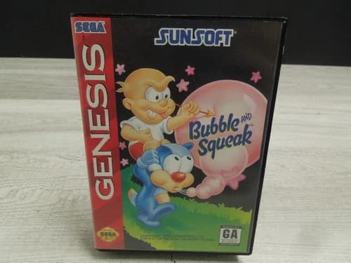 Authentic Bubble and Squeak 1994 Sega Genesis CIB Complete Video Game Cartridge
