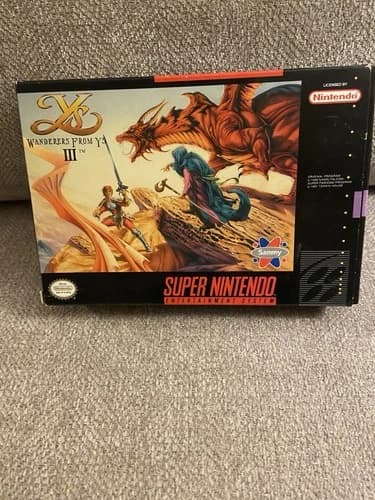 Wanderers From YS III Super Nintendo Game,Box,Manual, Excellent Cond