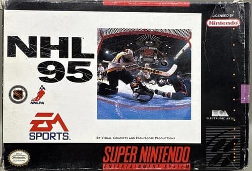 NHL 95 Super Nintendo SNES Complete CIB Original Box, Manual, Game - Clean!