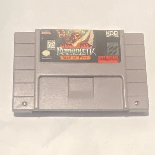 KOEI Romance of the Three Kingdoms IV Wall of Fire Super Nintendo SNES Game Car…
