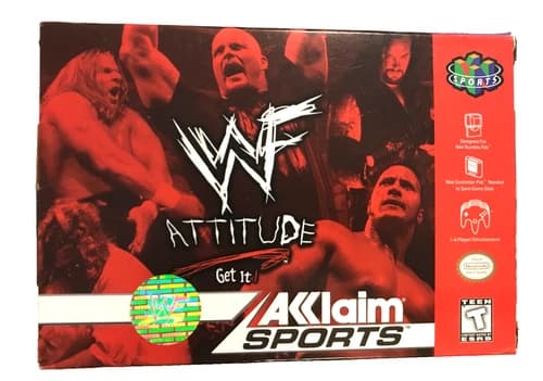 WWF Attitude COMPLETE Cartridge Manual and Box Nintendo 64 N64 Tested Works 🔥📈