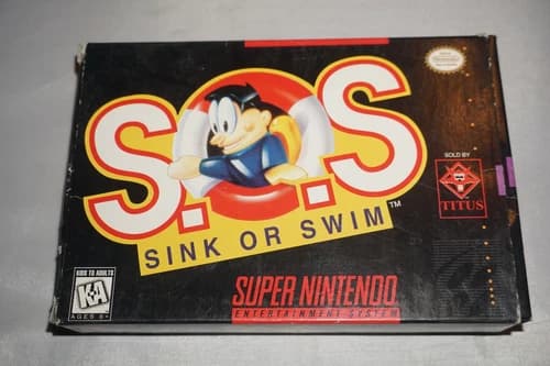 S.O.S SOS Sink or Swim (Super Nintendo SNES) Complete in Box CIB