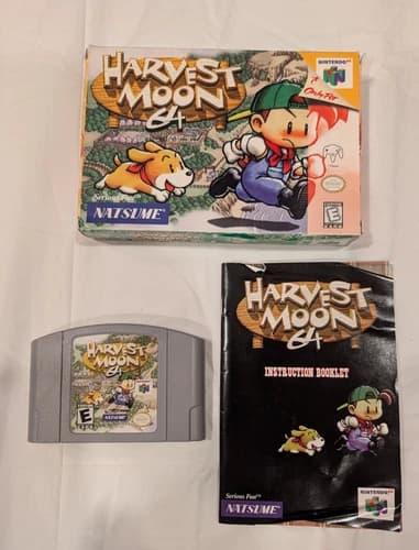 Nintendo 64 N64 Harvest Moon Cartridge Manual Box TESTED