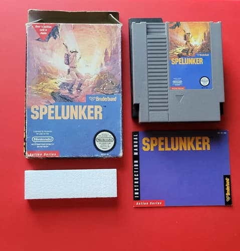 Nintendo NES Spelunker CIB Game Box Manual Insert Tested Cave Exploration Tested