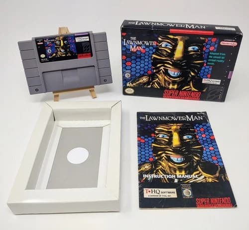 *** The Lawnmower Man - COMPLETE - Cart, Box, Manual - SNES Super Nintendo 1993