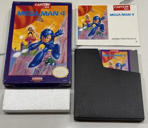 Mega Man 4 (Nintendo NES, 1992 Capcom) Authentic Complete CIB Manual TESTED