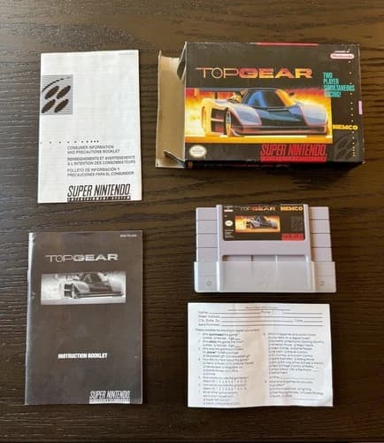 Top Gear (Super Nintendo Entertainment System, SNES, 1992) CIB Complete