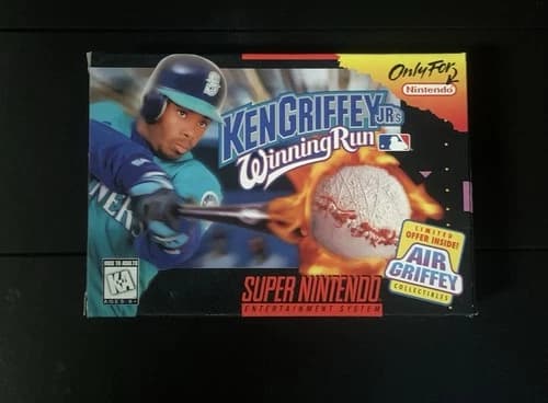 Ken Griffey Jr.'s Winning Run SNES Super Nintendo 100% CIB w Baseball Card