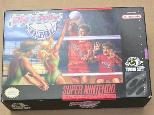 Dig & Spike Volleyball - SNES Super Nintendo - Complete in Box CIB Tested!