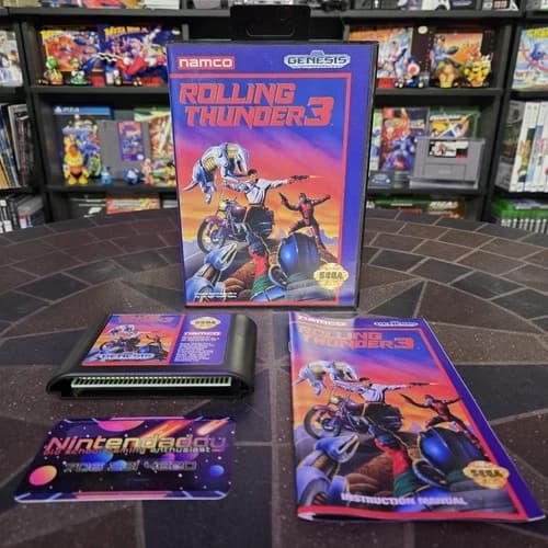 Rolling Thunder 3 (Sega Genesis, 1993) Authentic Complete CIB - BEAUTIFUL SHAPE!