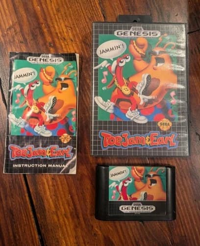 ToeJam & Earl (Sega Genesis, 1991) Complete w/ Manual CIB Tested & Works