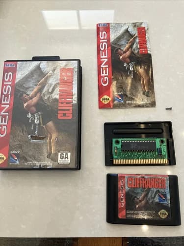 Cliffhanger Sega Genesis Complete CIB w Manual!! Authentic! Tested and Working