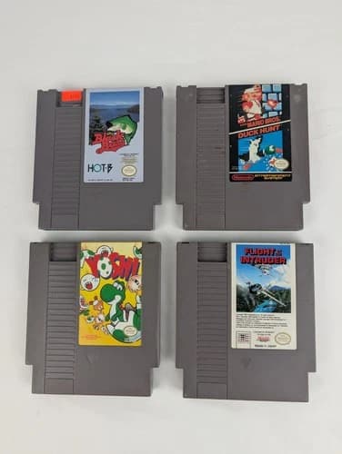 Lof Of 4 NES Games - Nintendo Entertainment System - Yoshi Black Bass Duck Hunt