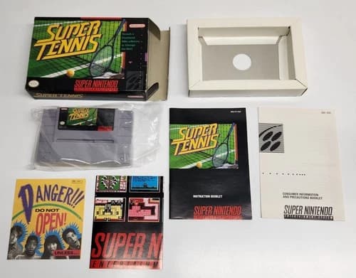 Super Tennis (SNES) Super Nintendo CIB Complete Box 1991 TESTED Free Shipping