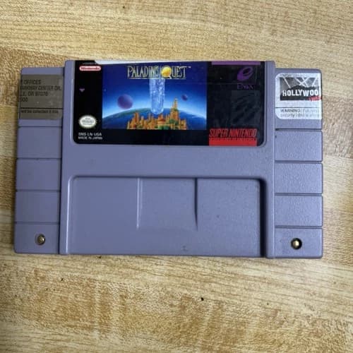 Super Nintendo SNES Paladins Quest Game Hollywood Video Rental Sticker TESTED