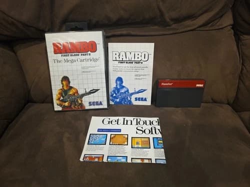 SEGA MASTER SYSTEM RAMBO FIRST BLOOD PART 2 COMPLETE IN BOX RARE CIB GENUINE