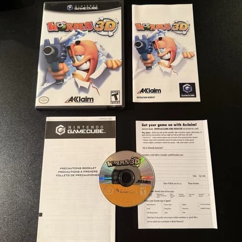 Worms 3D (Nintendo GameCube, 2004) CIB Complete w/ Registration Card - Tested