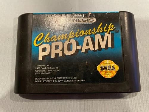 CHAMPIONSHIP PRO-AM - Sega Genesis Tradewest Video Game (Cart Only) - WORKS!