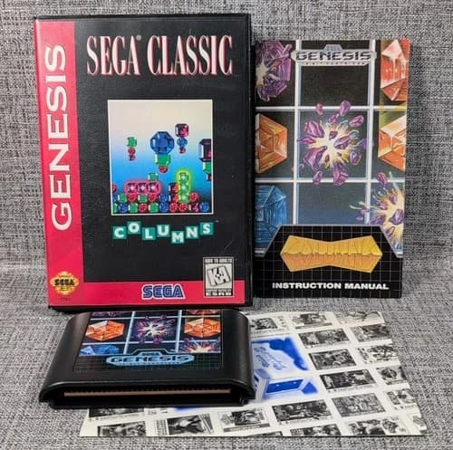 Columns (Sega Genesis, 1990) Complete With Manual Tested Working