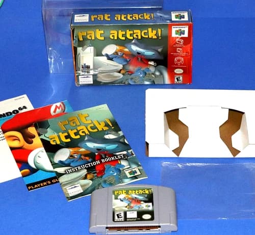 TESTED Nintendo N64 Authentic RAT ATTACK 64 Complete CIB Box Manual Tray Flyers