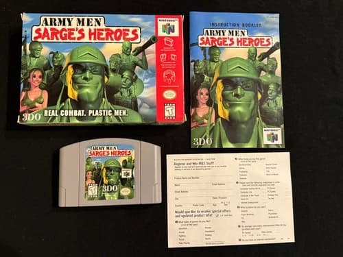 Army Men: Sarge's Heroes (Nintendo 64, 2000) Box Manual Complete CIB N64