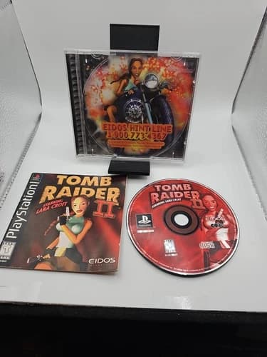 Tomb Raider 2 II PS1 Black Label - CIB W/ Manual - Tested - PlayStation