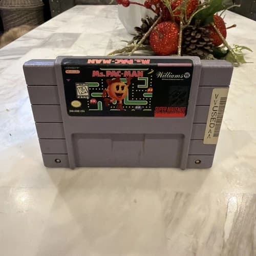 Ms. Pac-Man (Super Nintendo SNES, 1996) Authentic Tested Works Great !!