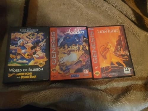 World of Illusion Lion King Aladdin Sega Genesis Disney Games CIB