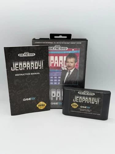 Jeopardy! Sega Genesis CIB Complete in Box Tested Working GameTek 1992