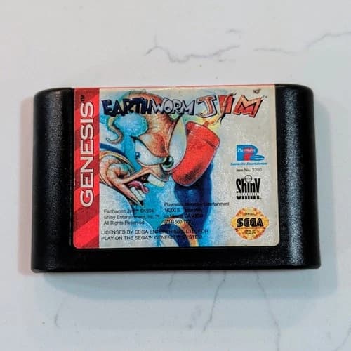 Earthworm Jim (Sega Genesis, 1994) Authentic Cartridge - Cleaned & Tested