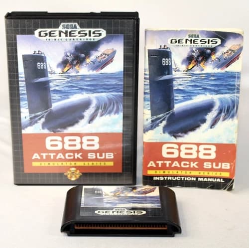 688 Attack Sub Sega Genesis Complete CIB! Authentic! Good Condition! NICE!