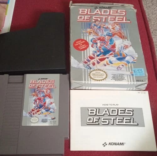 Konami Blades of Steel Nintendo NES Hockey Game Complete with Manual 1988